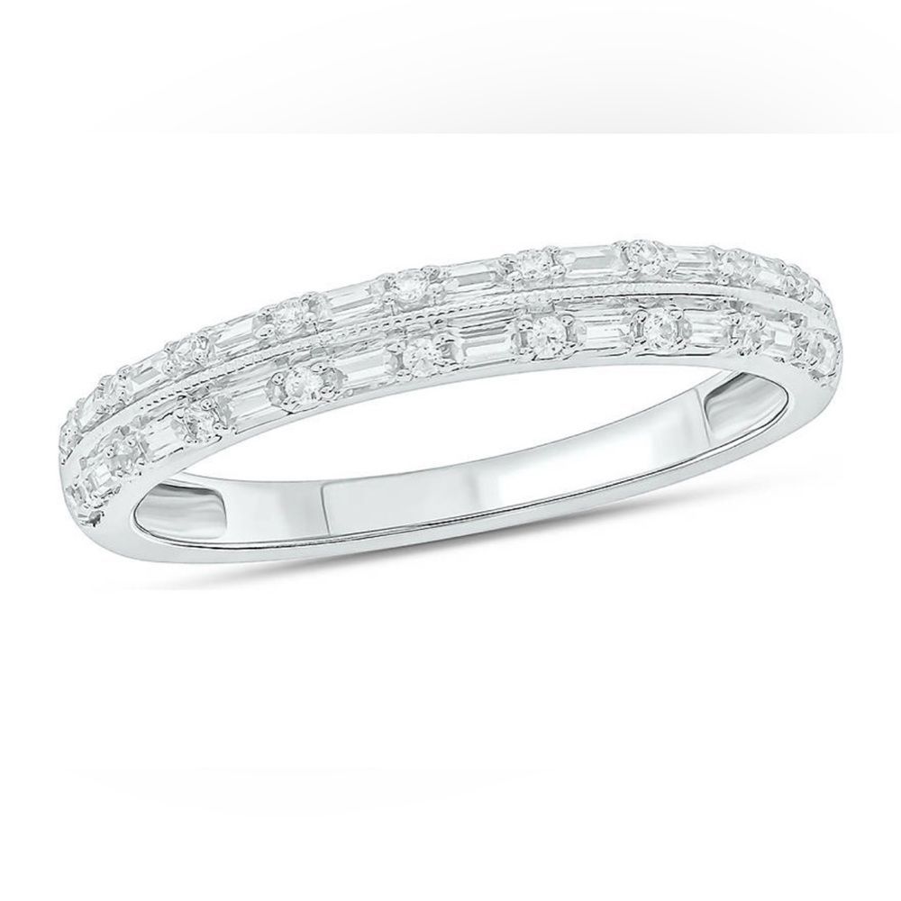 Belk & Co. 1/5 ct. t.w. Baguette Round White Diamond Anniversary Ring in 14K WG